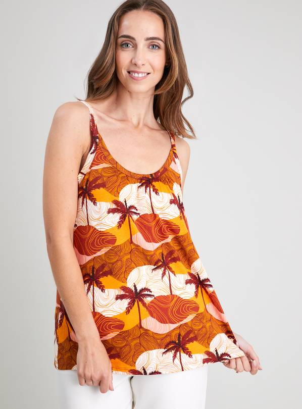 Tan Palm Print Swing Vest - 8